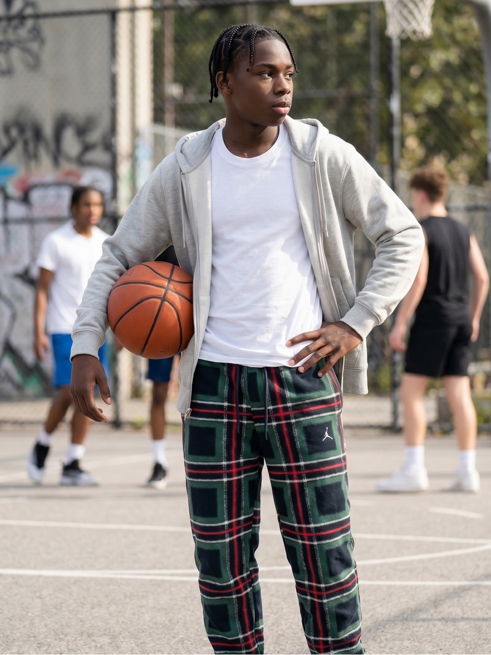 Jordan Plaid sweatpants Jogger Pants - Green, white  & Black